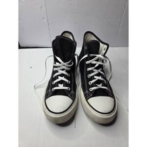 Sport Womens Black Canvas Panda Graphic High Top Sneakers Lace Up Size 38